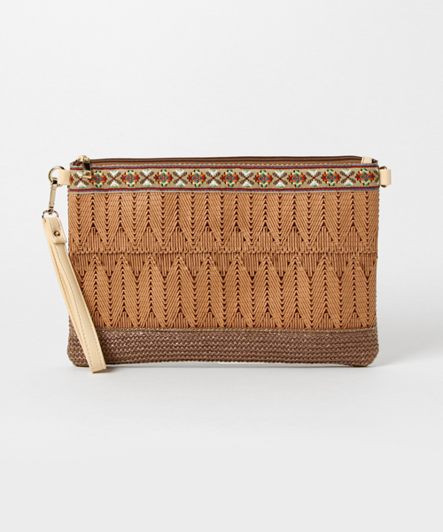 PLAIN CLOTHING（プレーンクロージング）の「2WAYチロリアンクラッチバッグ【PLAIN CLOTHING】（クラッチバッグ・レディース・ベージュ/ブラック・FREE）」の9枚目の写真