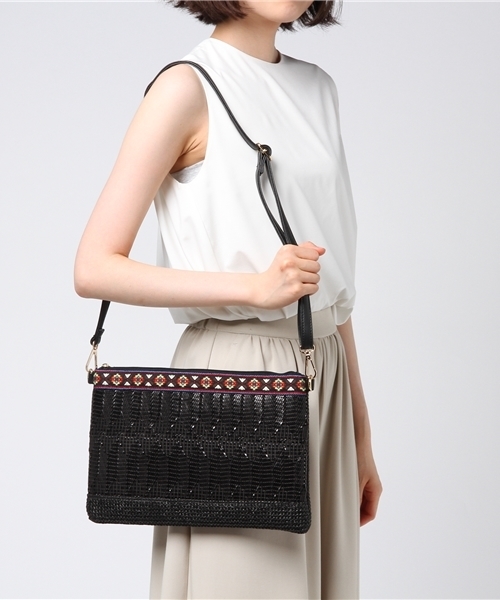 PLAIN CLOTHING（プレーンクロージング）の「2WAYチロリアンクラッチバッグ【PLAIN CLOTHING】（クラッチバッグ・レディース・ベージュ/ブラック・FREE）」の12枚目の写真