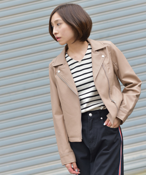 rps(アールピーエス)の「ライダースジャケット(ライダースジャケット・レディース・ブラック/ブラウン/キャメル/グレイッシュベージュ/ピンクベージュ・M)」の5枚目の写真