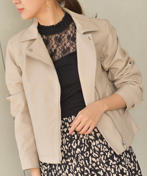 rps(アールピーエス)の「ライダースジャケット(ライダースジャケット・レディース・ブラック/ブラウン/キャメル/グレイッシュベージュ/ピンクベージュ・M)」の4枚目の写真