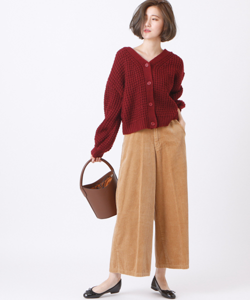 CIAOPANIC TYPY（チャオパニックティピー）の「太コールワイドクロップドパンツ（その他パンツ・レディース・グリーン/ネイビー/ベージュ・MEDIUM/SMALL）」の19枚目の写真