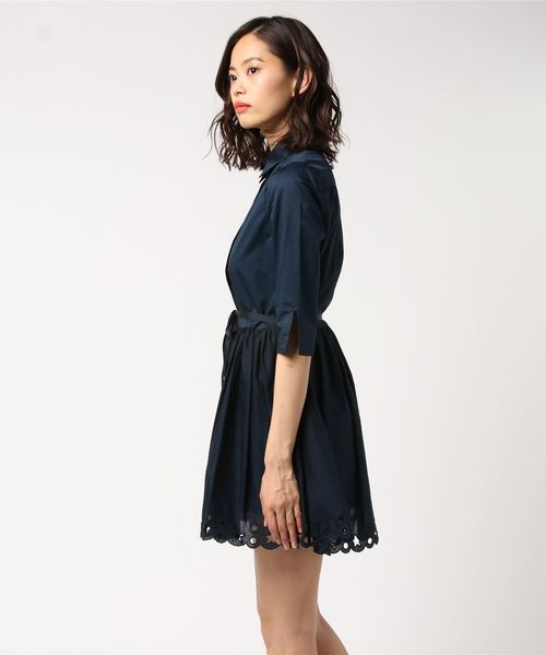 TOMMY HILFIGER（トミーヒルフィガー）の「フィッテッドブロイダリードレス（ワンピース・レディース・ネイビー・LARGE/MEDIUM/SMALL）」の3枚目の写真