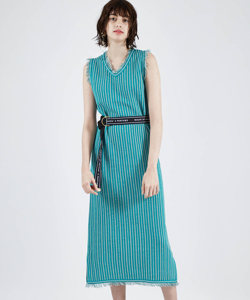 UNITED TOKYO(ユナイテッドトウキョウ)の「アセストライプワンピース(ワンピース・レディース・ベージュ/グリーン・1)」の1枚目の写真