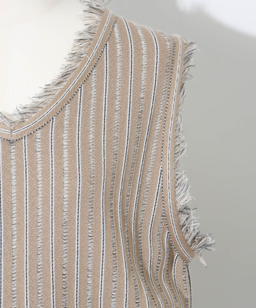 UNITED TOKYO(ユナイテッドトウキョウ)の「アセストライプワンピース(ワンピース・レディース・ベージュ/グリーン・1)」の8枚目の写真