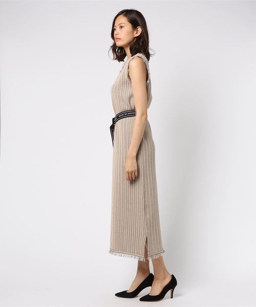 UNITED TOKYO(ユナイテッドトウキョウ)の「アセストライプワンピース(ワンピース・レディース・ベージュ/グリーン・1)」の3枚目の写真
