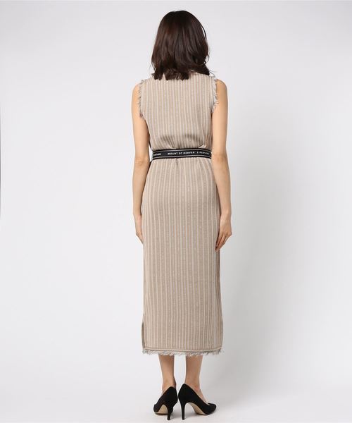 UNITED TOKYO(ユナイテッドトウキョウ)の「アセストライプワンピース(ワンピース・レディース・ベージュ/グリーン・1)」の4枚目の写真
