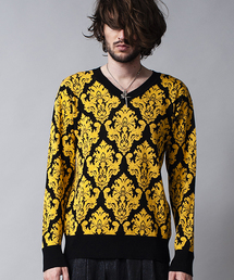 NO ID. | mn1761-ＣニットアラベスクＪＱ－Ｖ－Ｎプルオーバー(ニット/セーター)