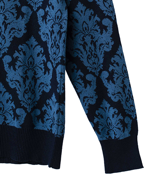 NO ID.（ノーアイディ）の「mn1761-ＣニットアラベスクＪＱ－Ｖ－Ｎプルオーバー（ニット/セーター・メンズ・ブラウン/ネイビー/ブラック×ホワイト/ブラック×ゴールド・1/2）」の21枚目の写真