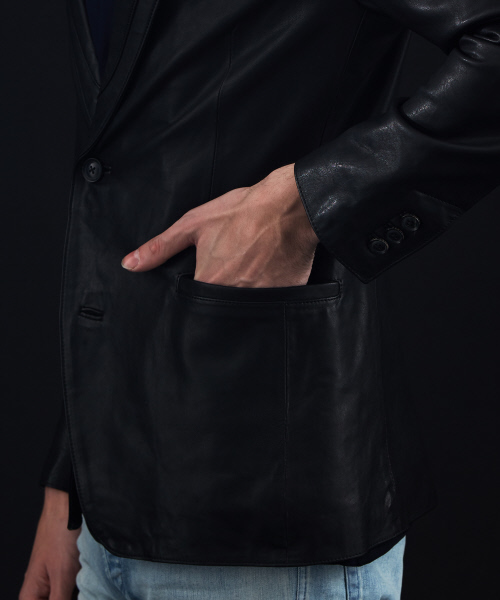 5351 POUR LES HOMMES（ゴーサンゴーイチプールオム）の「ベジタブルラムレザージャケット（テーラードジャケット・メンズ・ブラック・44(S)/46(M)/48(L)/50(XL)）」の7枚目の写真