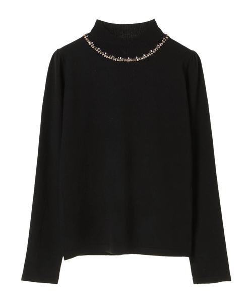 YECCA VECCA（イェッカヴェッカ）の「・ビジューハイネックニット（ニット/セーター・レディース・杢グレー/ブラック/モカ/グリーン・FREE）」の6枚目の写真