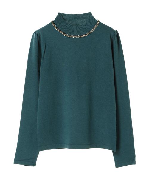 YECCA VECCA（イェッカヴェッカ）の「・ビジューハイネックニット（ニット/セーター・レディース・杢グレー/ブラック/モカ/グリーン・FREE）」の10枚目の写真