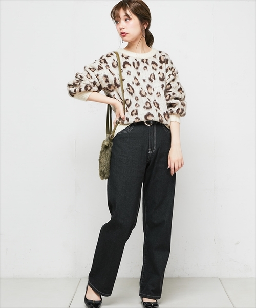 natural couture(ナチュラルクチュール)の「起毛ヒョウ柄ニット(ニット/セーター・レディース・ベージュ/アイボリー・FREE)」の3枚目の写真