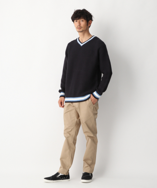 GLOBAL WORK（グローバルワーク）の「ラインＶネックガーターニット/821531（ニット/セーター・メンズ・ネイビー/グリーン系その他3/ライトベージュ/グレー・SMALL/LARGE/MEDIUM/X-LARGE）」の10枚目の写真