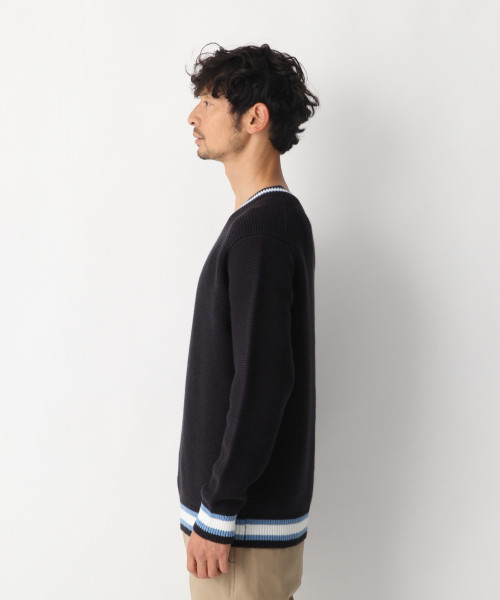 GLOBAL WORK（グローバルワーク）の「ラインＶネックガーターニット/821531（ニット/セーター・メンズ・ネイビー/グリーン系その他3/ライトベージュ/グレー・SMALL/LARGE/MEDIUM/X-LARGE）」の11枚目の写真