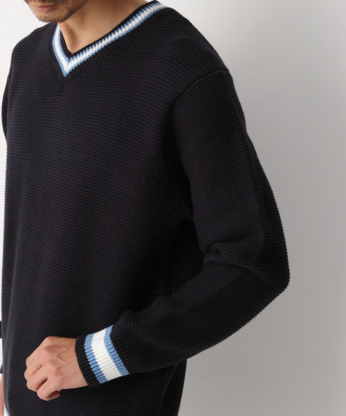 GLOBAL WORK（グローバルワーク）の「ラインＶネックガーターニット/821531（ニット/セーター・メンズ・ネイビー/グリーン系その他3/ライトベージュ/グレー・SMALL/LARGE/MEDIUM/X-LARGE）」の14枚目の写真