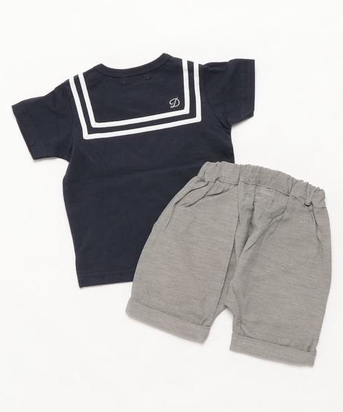 D.fesense（ディーフェセンス）の「【D.fesense /ディーフェセンス】マリンＴ＆ショートパンツセット（ロンパース・キッズ・オフホワイト/ネイビー・100cm/110cm/80ｃｍ/90cm）」の3枚目の写真
