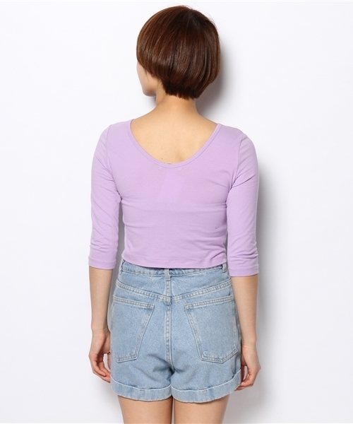 WEGO（ウィゴー）の「WEGO/タイト7分袖Tシャツ（Tシャツ/カットソー・レディース・オフホワイト/ブラック/ライトパープル/ライトイエロー・FREE）」の10枚目の写真