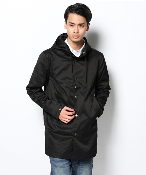 WEGO（ウィゴー）の「WEGO/フーデッドコート（ステンカラーコート・メンズ・ブラック/ネイビー・LARGE/MEDIUM）」の2枚目の写真