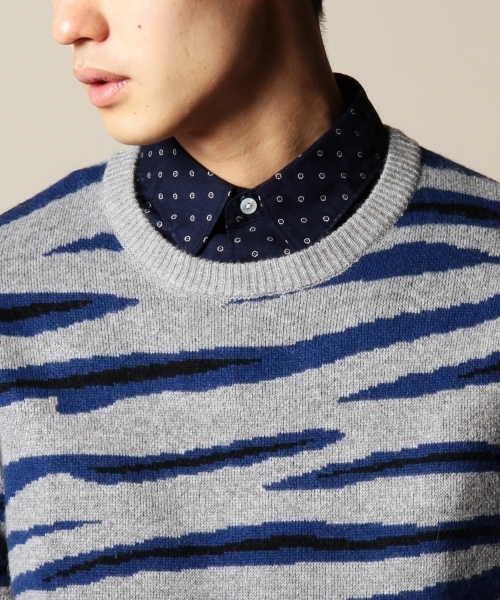 BEAUTY&YOUTH UNITED ARROWS（ビューティーアンドユースユナイテッドアローズ）の「BY ゼブラ ジャカード クルーネック ニット◆§（ニット/セーター・メンズ・グレー/ネイビー・LARGE/X-LARGE/MEDIUM/SMALL）」の10枚目の写真