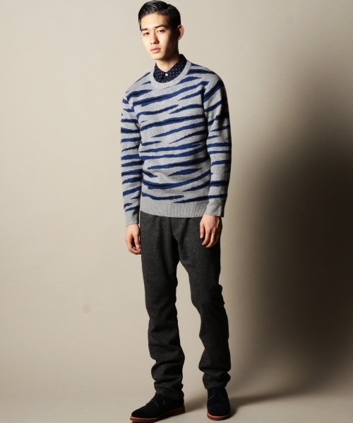 BEAUTY&YOUTH UNITED ARROWS（ビューティーアンドユースユナイテッドアローズ）の「BY ゼブラ ジャカード クルーネック ニット◆§（ニット/セーター・メンズ・グレー/ネイビー・LARGE/X-LARGE/MEDIUM/SMALL）」の7枚目の写真