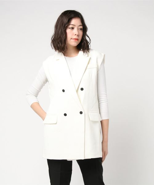 Narcissus（ナルシス）の「【Narcissus】テーラードスリーブレスジャケット（テーラードジャケット・レディース・ブラック/ホワイト・FREE）」の8枚目の写真