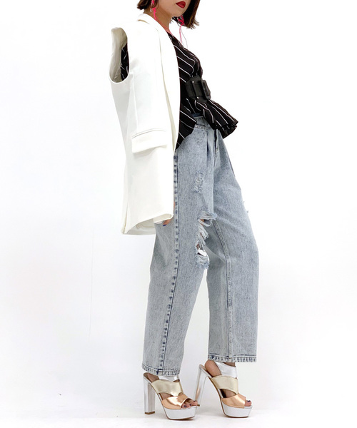 Narcissus（ナルシス）の「【Narcissus】テーラードスリーブレスジャケット（テーラードジャケット・レディース・ブラック/ホワイト・FREE）」の9枚目の写真