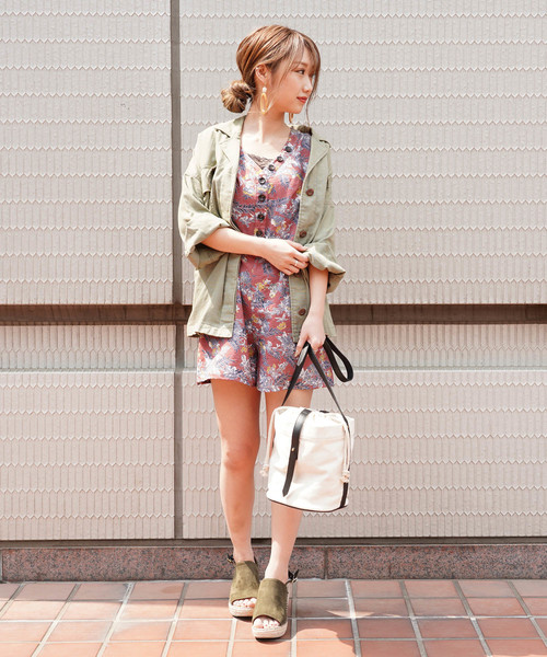 FREE'S MART（フリーズマート）の「大花柄ボタンディティールコンビネゾン（ワンピース・レディース・ブラウン系その他/グリーン系その他・FREE）」の3枚目の写真