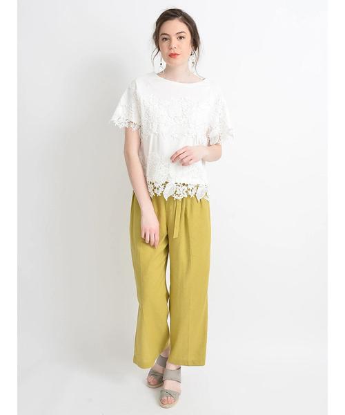 YECCA VECCA(イェッカヴェッカ)の「・麻レーヨンスリットワイドパンツ(その他パンツ・レディース・ベージュ/カーキ/イエロー/ダークネイビー・S/M)」の11枚目の写真