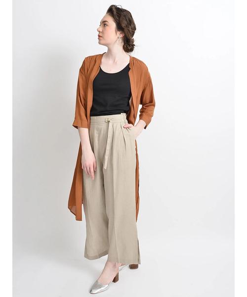 YECCA VECCA(イェッカヴェッカ)の「・麻レーヨンスリットワイドパンツ(その他パンツ・レディース・ベージュ/カーキ/イエロー/ダークネイビー・S/M)」の14枚目の写真