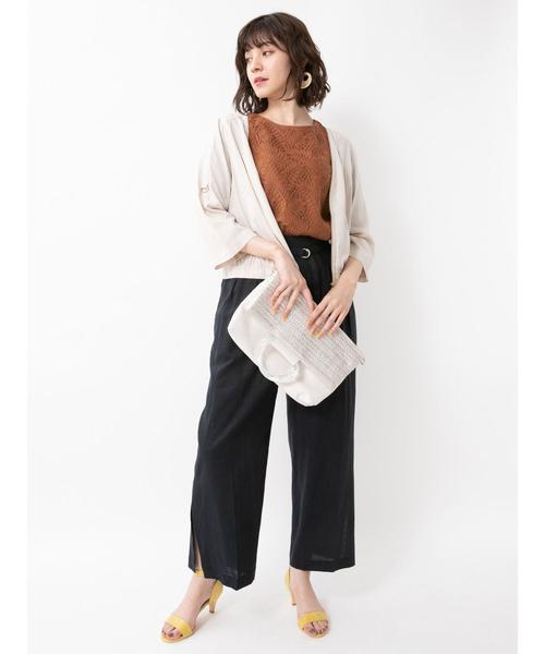 YECCA VECCA(イェッカヴェッカ)の「・麻レーヨンスリットワイドパンツ(その他パンツ・レディース・ベージュ/カーキ/イエロー/ダークネイビー・S/M)」の13枚目の写真