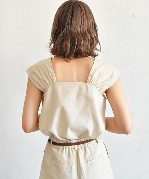 PairPair（ペアペア）の「アサコンスクエアネックノースリーブ（シャツ/ブラウス・レディース・ブラック/アイボリー・FREE）」の5枚目の写真