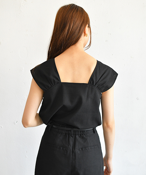 PairPair（ペアペア）の「アサコンスクエアネックノースリーブ（シャツ/ブラウス・レディース・ブラック/アイボリー・FREE）」の10枚目の写真