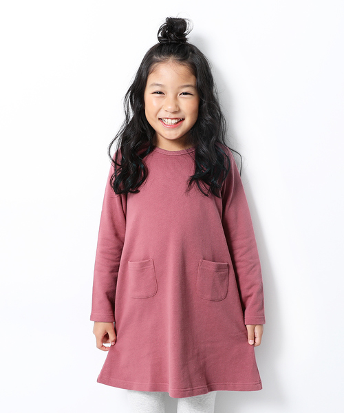 devirock（デビロック）の「スウェット長袖ワンピース（ワンピース・キッズ・ブラック/杢グレー/ネイビー/ダークグリーン/カーキ/モカ/ライトブラウン/ベージュ/グリーン系その他/ワイン/レッド系その他/パープル系その他/スモークピンク/キャメル・80ｃｍ/90cm/100cm/110cm/120cm/130cm/140cm/150cm/160cm）」の10枚目の写真