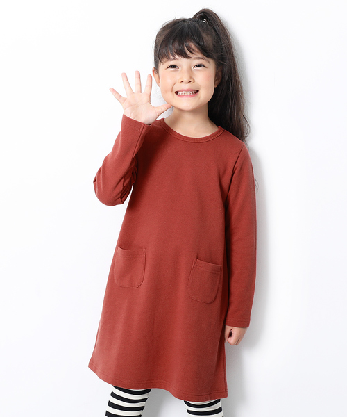 devirock（デビロック）の「スウェット長袖ワンピース（ワンピース・キッズ・ブラック/杢グレー/ネイビー/ダークグリーン/カーキ/モカ/ライトブラウン/ベージュ/グリーン系その他/ワイン/レッド系その他/パープル系その他/スモークピンク/キャメル・80ｃｍ/90cm/100cm/110cm/120cm/130cm/140cm/150cm/160cm）」の13枚目の写真