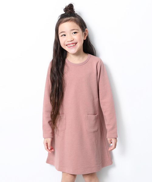 devirock（デビロック）の「スウェット長袖ワンピース（ワンピース・キッズ・ブラック/杢グレー/ネイビー/ダークグリーン/カーキ/モカ/ライトブラウン/ベージュ/グリーン系その他/ワイン/レッド系その他/パープル系その他/スモークピンク/キャメル・80ｃｍ/90cm/100cm/110cm/120cm/130cm/140cm/150cm/160cm）」の12枚目の写真