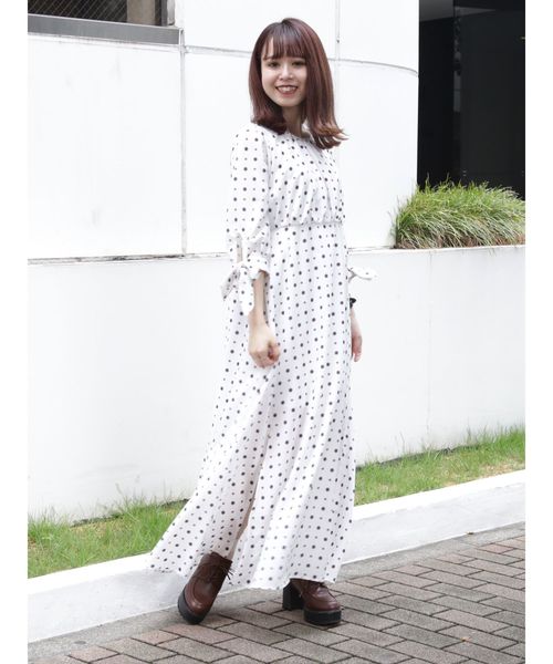 小紋柄ネックタイマキシワンピース ワンピース Dazzlin ダズリン のファッション ワンピース セール