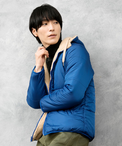 TopIsm(トップイズム)の「シープボア リバーシブル中綿入りジャケット(ブルゾン・メンズ・オフホワイト/ブラック×グレー/ブラック×レッド/ベージュ/カーキ/ネイビー・M/L/LL)」の16枚目の写真