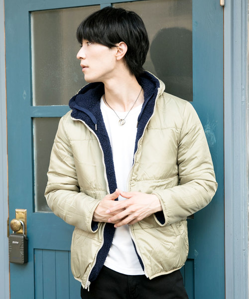 TopIsm(トップイズム)の「シープボア リバーシブル中綿入りジャケット(ブルゾン・メンズ・オフホワイト/ブラック×グレー/ブラック×レッド/ベージュ/カーキ/ネイビー・M/L/LL)」の20枚目の写真