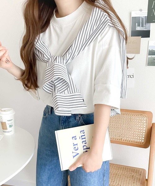 classicalelf(クラシカルエルフ)の「ゆるっとカジュアル。ミドル丈無地クルーネックビッグTシャツ(Tシャツ/カットソー・レディース・チャコール/ブラウン/ベージュ/ホワイト/ブラック/モカ/グリーン/チョコ/サンドベージュ/グレイッシュベージュ/グレー系その他/ライトブルー・LARGE/X-LARGE/MEDIUM/XX-LARGE/SMALL)」の19枚目の写真