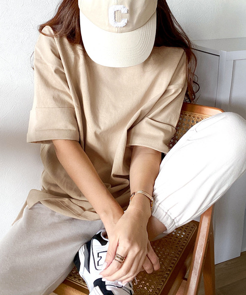 classicalelf(クラシカルエルフ)の「ゆるっとカジュアル。ミドル丈無地クルーネックビッグTシャツ(Tシャツ/カットソー・レディース・チャコール/ブラウン/ベージュ/ホワイト/ブラック/モカ/グリーン/チョコ/サンドベージュ/グレイッシュベージュ/グレー系その他/ライトブルー・LARGE/X-LARGE/MEDIUM/XX-LARGE/SMALL)」の20枚目の写真