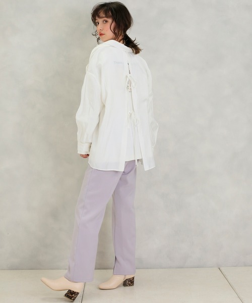 one after another NICE CLAUP（ワンアフターアナザーナイスクラップ）の「開襟後ろリボンブラウス（シャツ/ブラウス・レディース・ベージュ/ブラウン/オフホワイト/ミント・FREE）」の5枚目の写真