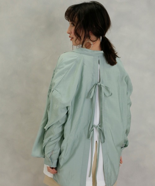 one after another NICE CLAUP（ワンアフターアナザーナイスクラップ）の「開襟後ろリボンブラウス（シャツ/ブラウス・レディース・ベージュ/ブラウン/オフホワイト/ミント・FREE）」の14枚目の写真