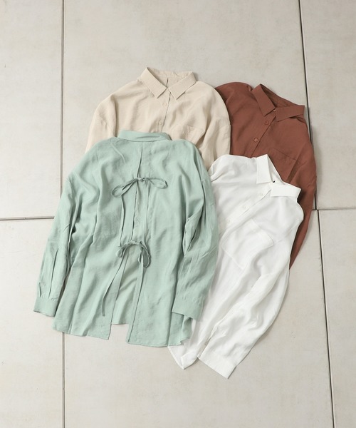 one after another NICE CLAUP（ワンアフターアナザーナイスクラップ）の「開襟後ろリボンブラウス（シャツ/ブラウス・レディース・ベージュ/ブラウン/オフホワイト/ミント・FREE）」の20枚目の写真