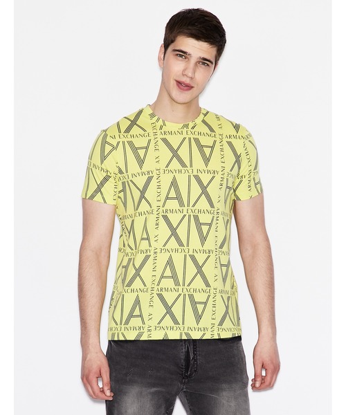 ARMANI EXCHANGE(アルマーニエクスチェンジ)の「【A|Xアルマーニ エクスチェンジ】A|Xロゴパターン 半袖クルーネックTシャツ/SLIM(Tシャツ/カットソー・メンズ・ホワイト/ブルー/イエロー・MEDIUM/X-SMALL/SMALL/X-LARGE/LARGE)」の3枚目の写真