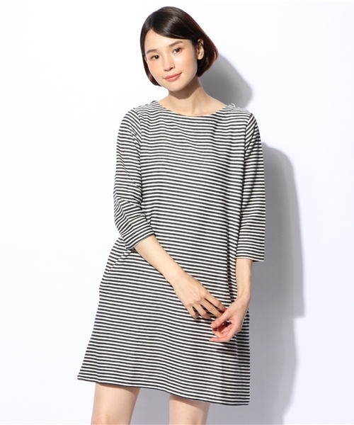 Melrose Claire メルローズ クレール の 空紡糸変形ボーダー ワンピース ワンピース Wear