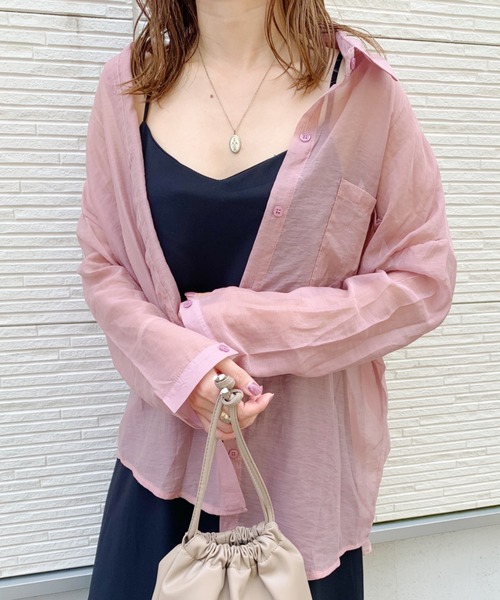 CLEA（クレア）の「【カラバリ豊富】ニュアンスカラーシャツ（シャツ/ブラウス・レディース・ホワイト/ベージュ/パープル/オリーブ/ライトカーキ/グレイッシュベージュ/ピンク/ミント・FREE）」の21枚目の写真