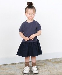 斜め編みニット切り替えワンピース