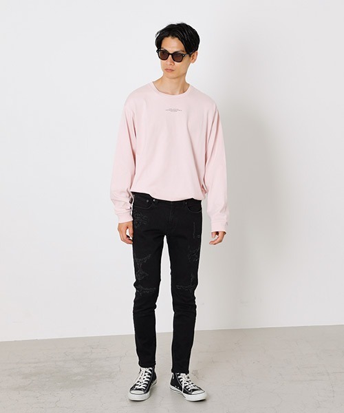 AZUL by moussy（アズールバイマウジー）の「VINTAGE REPAIR SKINNY/ビンテージリペアスキニー（デニムパンツ・メンズ・ブラック/ブルー・X-SMALL/X-LARGE/SMALL/MEDIUM/LARGE）」の4枚目の写真