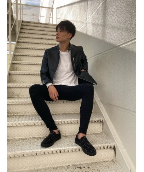 AZUL by moussy（アズールバイマウジー）の「VINTAGE REPAIR SKINNY/ビンテージリペアスキニー（デニムパンツ・メンズ・ブラック/ブルー・X-SMALL/X-LARGE/SMALL/MEDIUM/LARGE）」の21枚目の写真