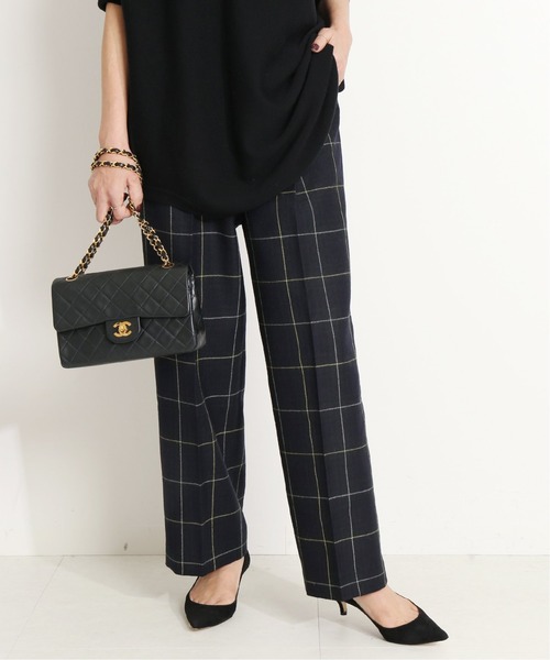VERMEIL par iena（ヴェルメイユパーイエナ）の「ウールチェックワイドパンツ◆（その他パンツ・レディース・キャメル/ネイビー・40/38/36）」の2枚目の写真